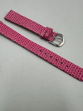 Croton Replacement Watch Band Pink 14MM Embossed Leather Silver Buckle